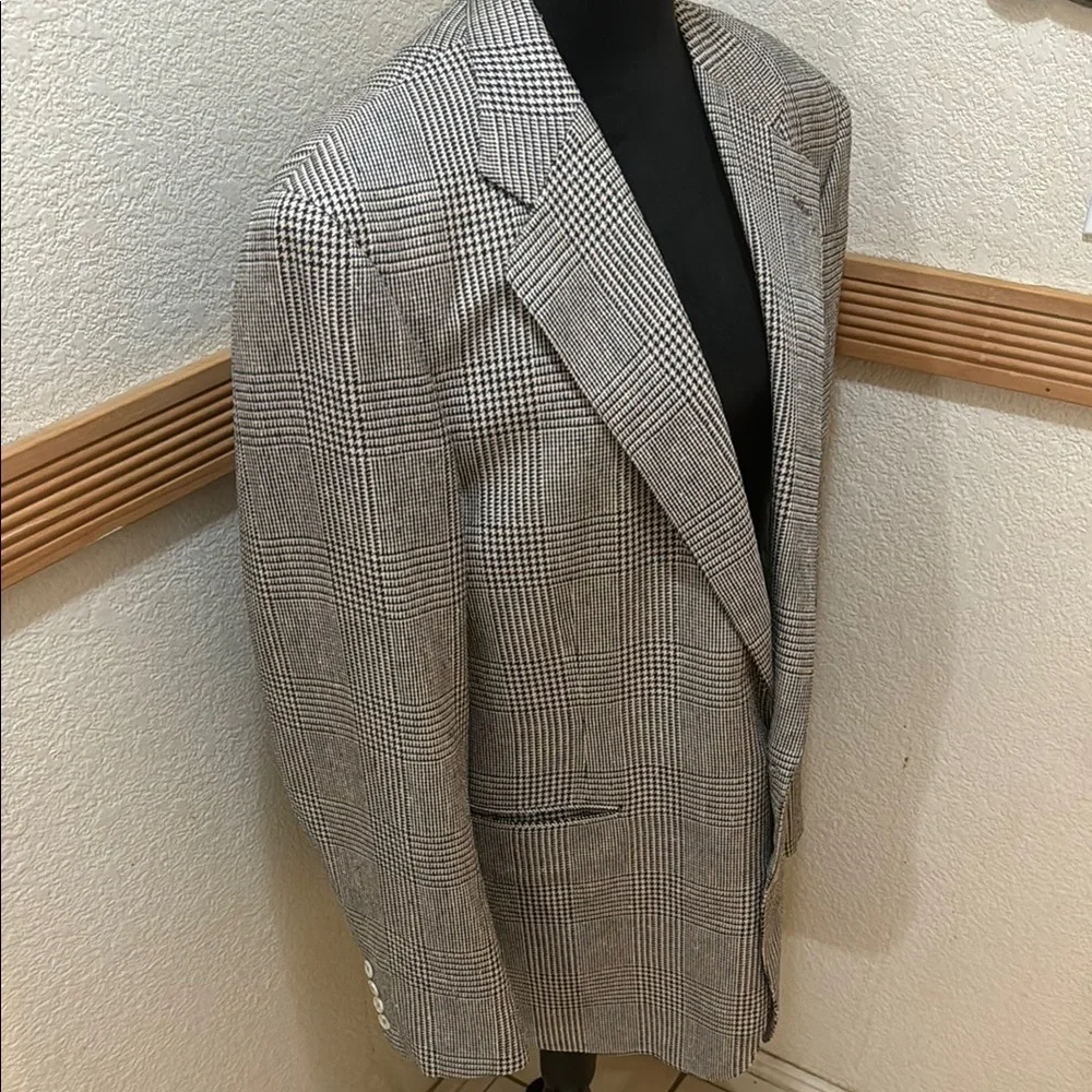 Men’s Club Room 100 % Silk Gingham Classic Blazer Size 44L Jacket! - Picture 4 of 15